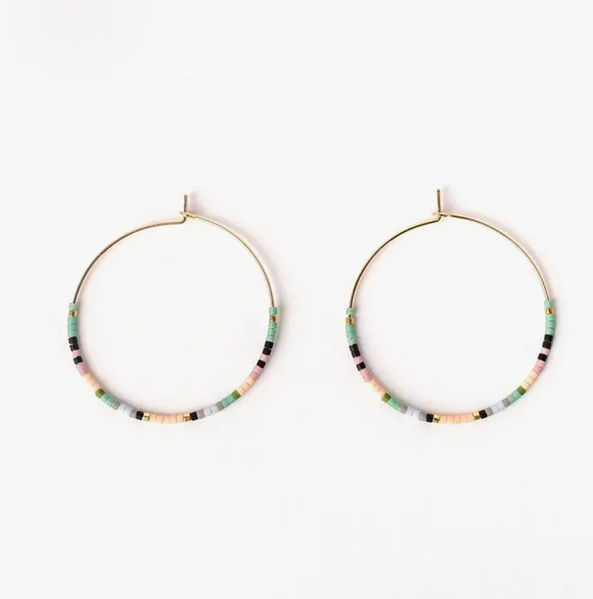 Small Seed Bead Classic Hoops - Ocean