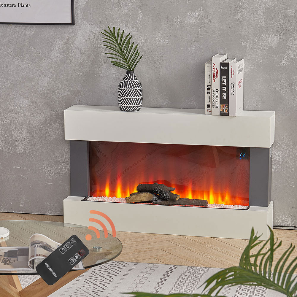 Electric Fireplace with LED Fire Flame Wall Mounted WI-FI Surround Mantel Heater
