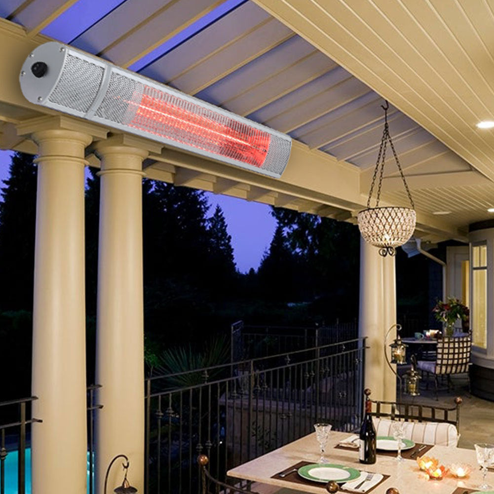 Electric Garden Patio Heater Outdoor Wall Mounted Halogen Tube 3 Levels Heater