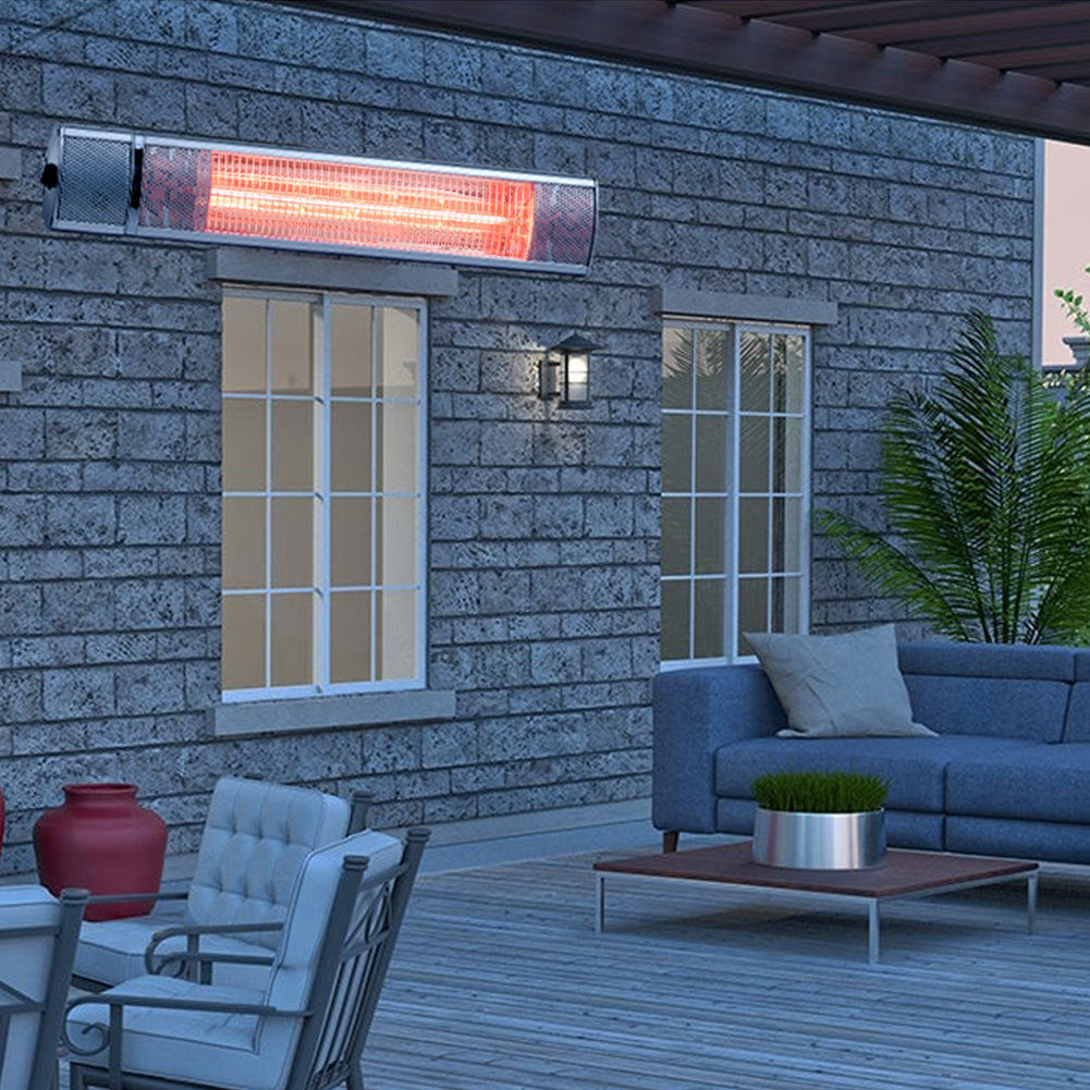 Electric Garden Patio Heater Outdoor Wall Mounted Halogen Tube 3 Levels Heater
