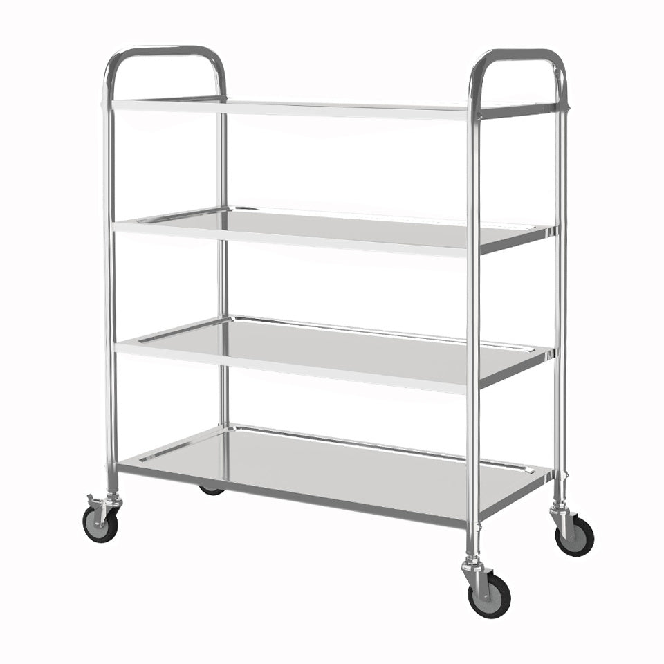 4Tier Stainless Steel Kitchen Catering StorageTrolley Serving Carts