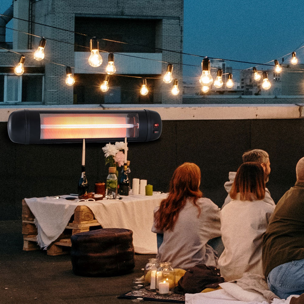 Electric Wall Mounted Patio Heater 3 Level Heating Warmer Remote Indoor Outdoor