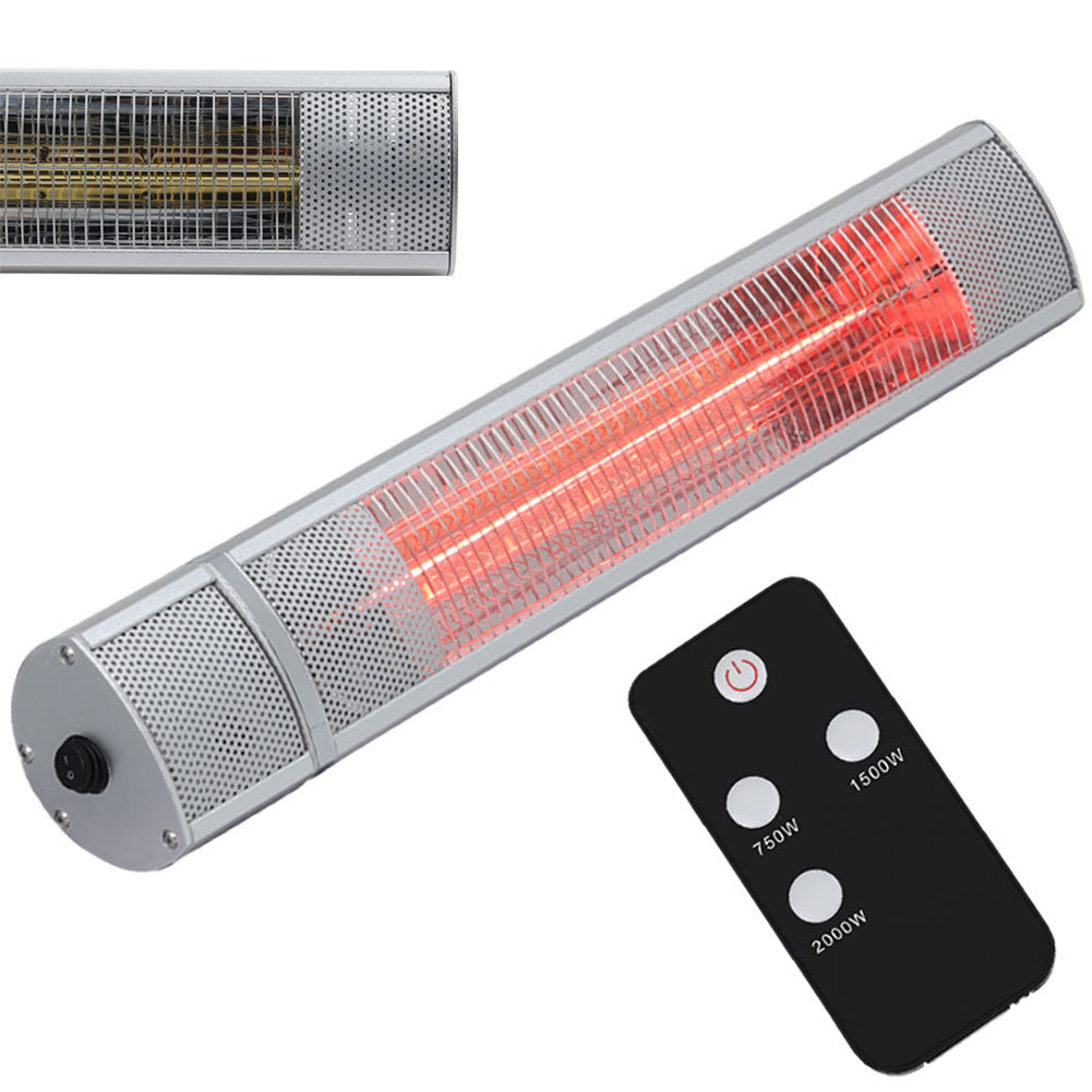 Electric Garden Patio Heater Outdoor Wall Mounted Halogen Tube 3 Levels Heater