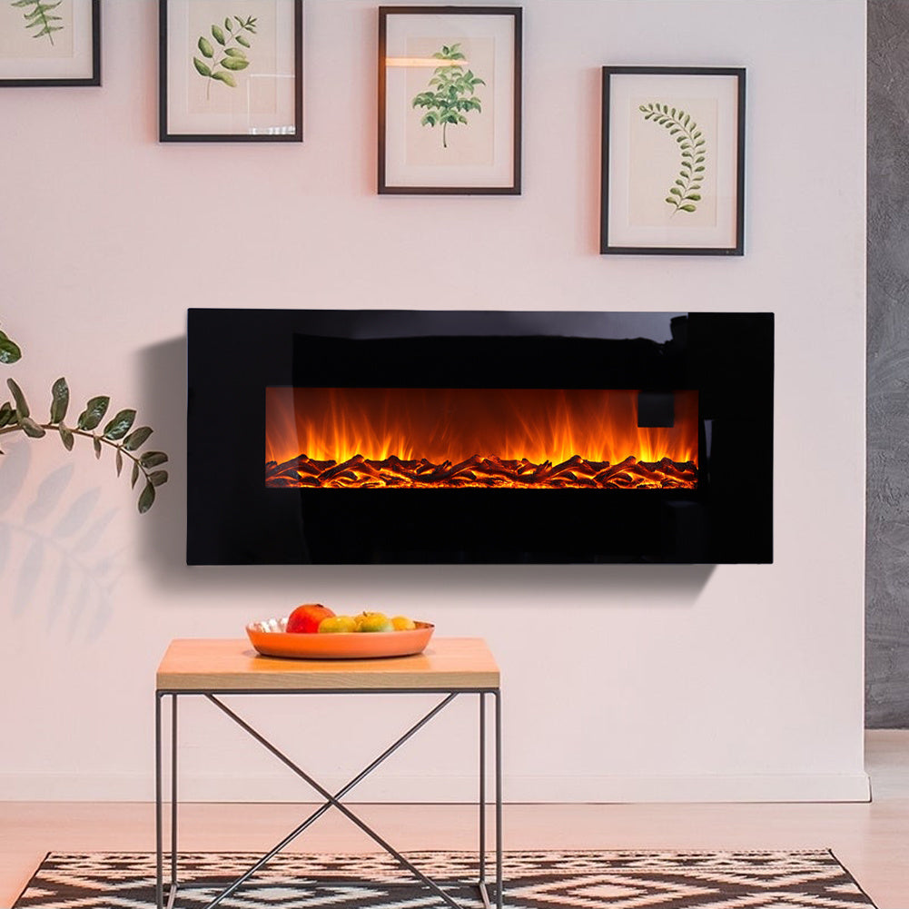 Electric Wall Mounted Fireplaces 3D Flame Heater with Remote Control Mantelpiece