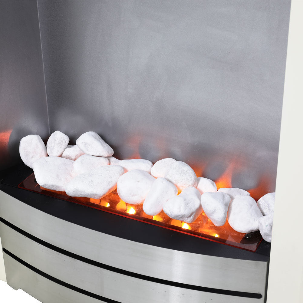 Electric LED Fireplace Fire Free Standing Surround Flame Pebble Heater