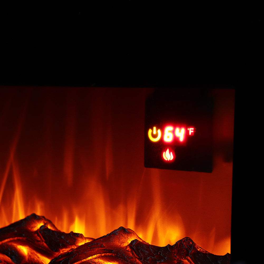 Electric Wall Mounted Fireplaces 3D Flame Heater with Remote Control Mantelpiece