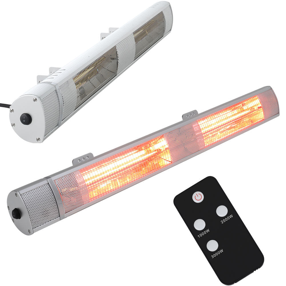 Electric Garden Patio Heater Outdoor Wall Mounted Halogen Tube 3 Levels Heater
