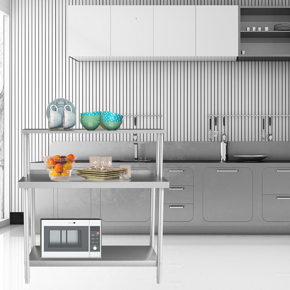 2 Tier Stainless Steel Commercial Catering Prep Table Work Bench Kitchen Worktop