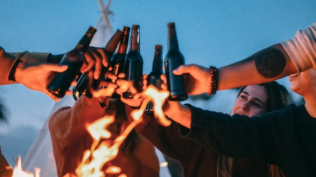 Group of friends cheering