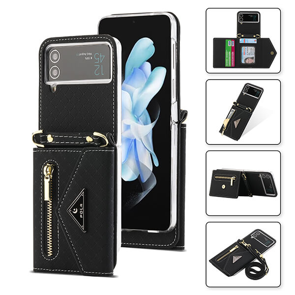 Samsung Galaxy Z Flip 4 Crossbody Phone Case with Multi-Card Slots