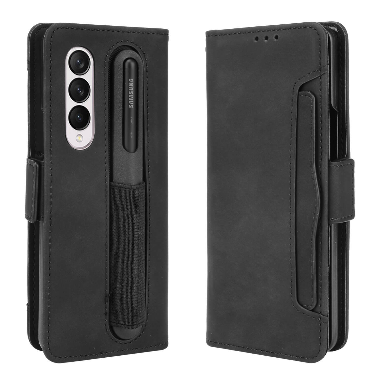 Samsung Galaxy Z Fold 3 Muilti Card Slots Wallet Case with Removable Cardholder and S Pen Slot