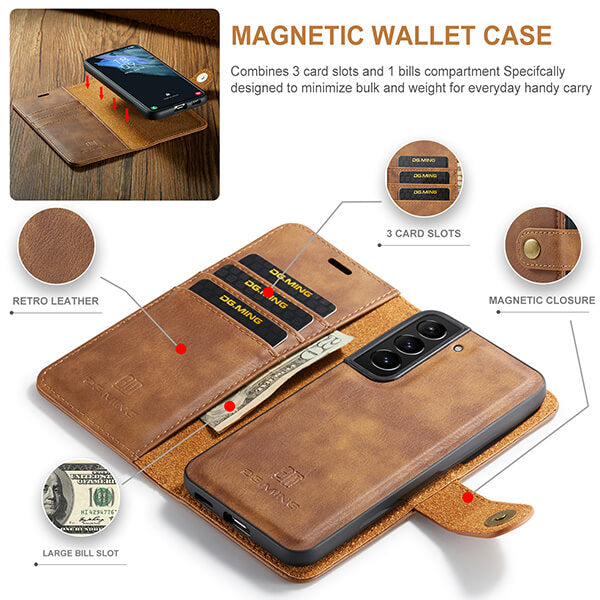 iPhone 14 Series Magnetic Detachable Phone Wallet Case with Card Holder Kickstand