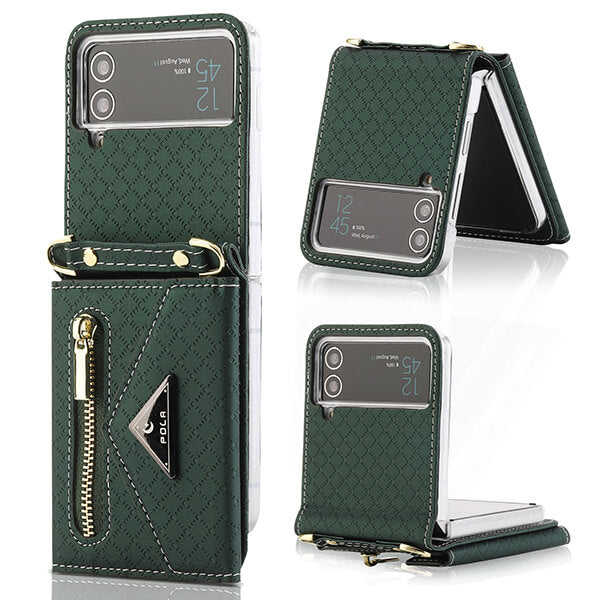 Samsung Galaxy Z Flip 4 Crossbody Phone Case with Multi-Card Slots