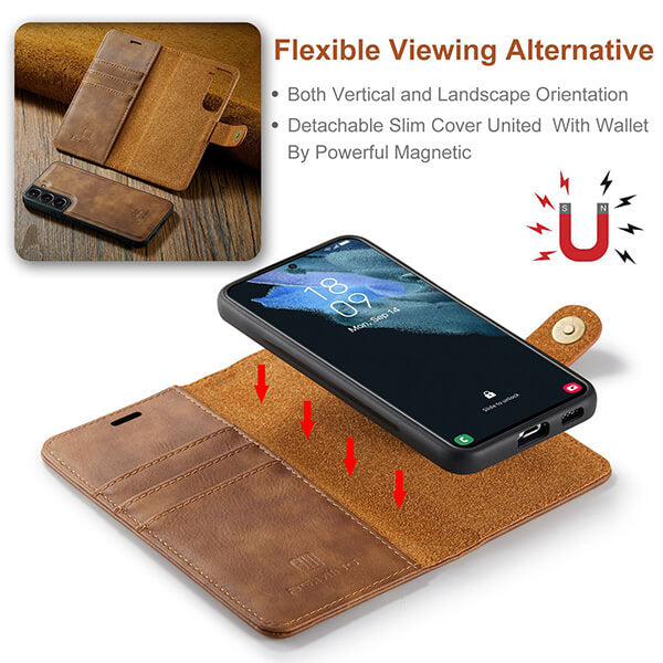 iPhone 14 Series Magnetic Detachable Phone Wallet Case with Card Holder Kickstand