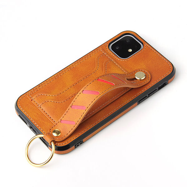 Multi-Card Slots Phone Wallet Case with Wrist Band Kickstand for iPhone