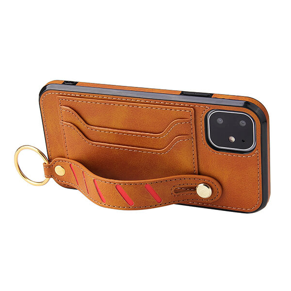 Multi-Card Slots Phone Wallet Case with Wrist Band Kickstand for iPhone