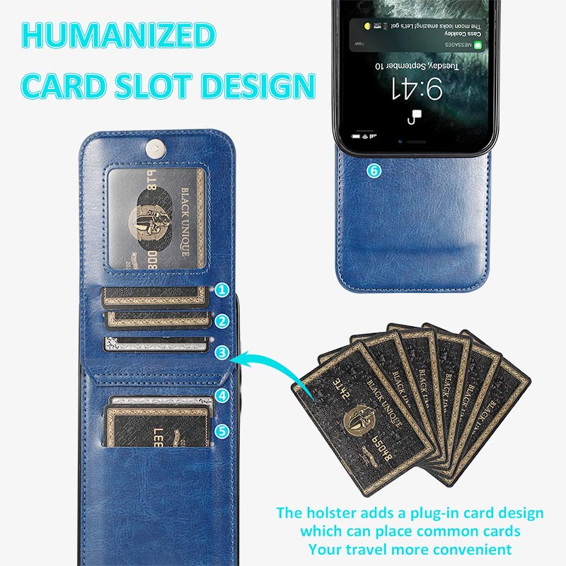 iPhone 14 Series Protective Wallet Case Quality Kickstand Phone Case with Multiple Card Slots