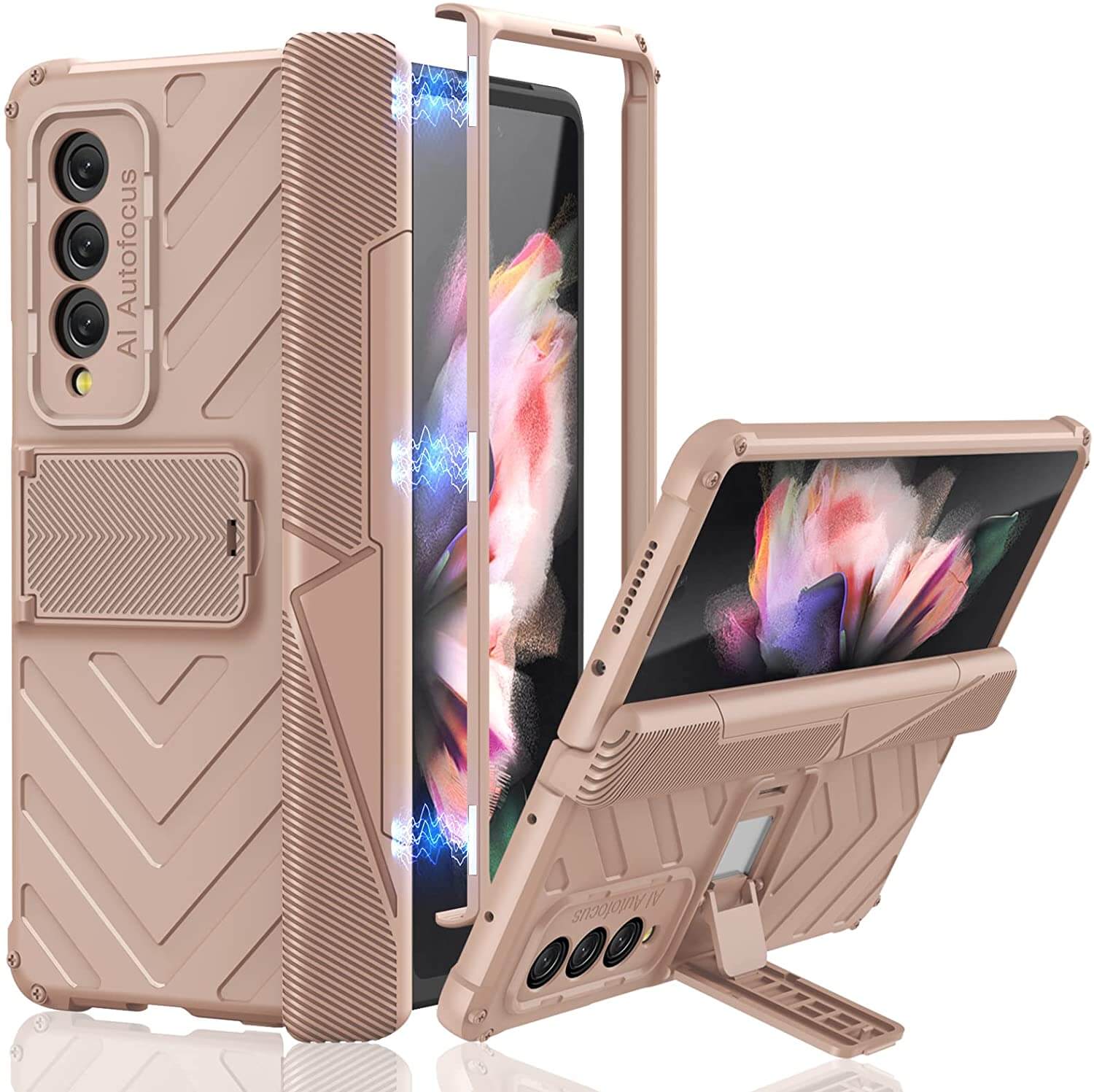 Samsung Galaxy Z Fold 3 Shockproof Case with Magnetic Hinge Protection and Adjustable Kickstand