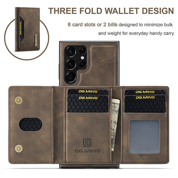 Detachable Magnetic Protective 3 Fold Phone Wallet Case with Card Holder Kickstand For Samsung Galaxy Z Fold 4