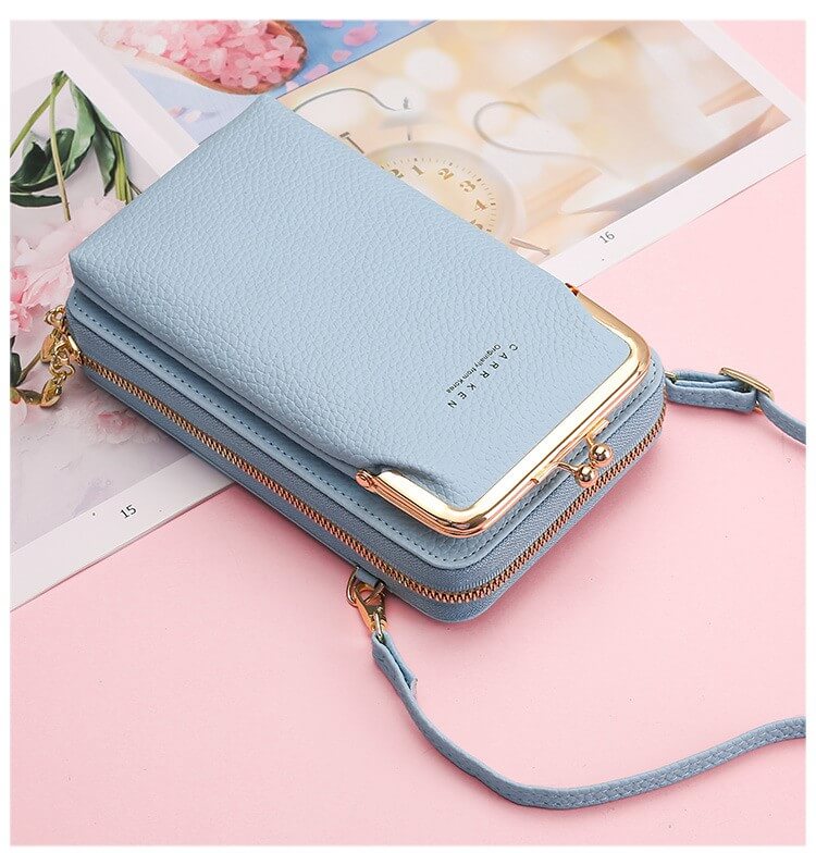 Multifunctional Large Capacity Kiss-Lock Crossbody Cell Phone Bag Cell Phone Wallet Purse (Upgrade model)