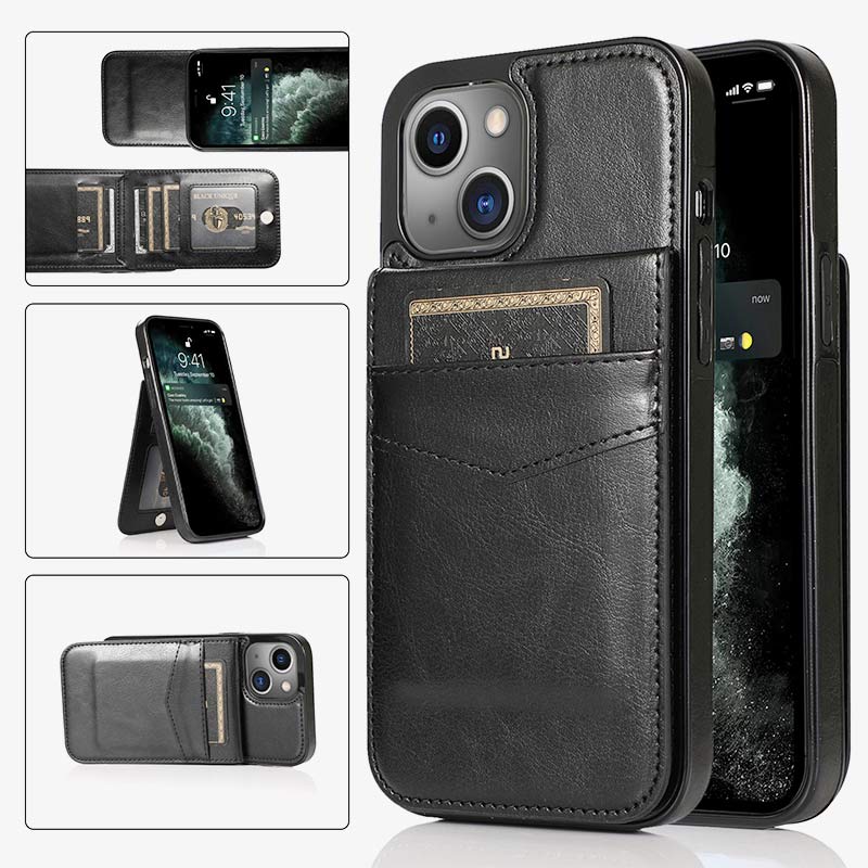 iPhone 14 Series Protective Wallet Case Quality Kickstand Phone Case with Multiple Card Slots