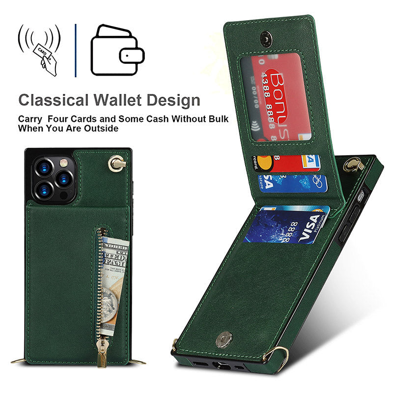 Functional Crossbody Phone Case Wallet with Card Holder For iPhone 13 Series