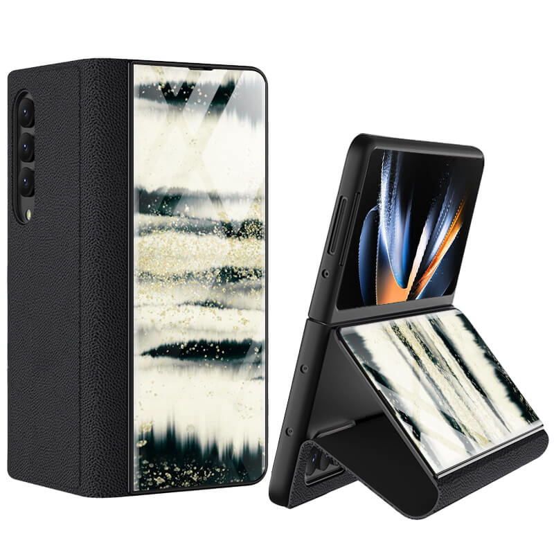 Samsung Galaxy Z Fold 4 Marble Print Full Body Cover Hinge Protection Case