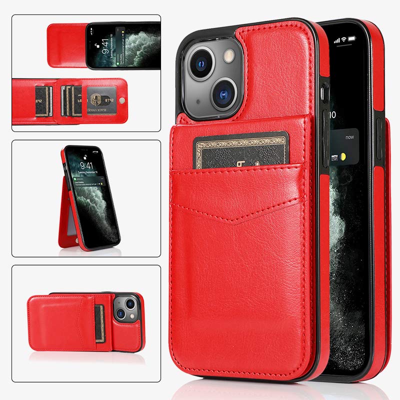 iPhone 14 Series Protective Wallet Case Quality Kickstand Phone Case with Multiple Card Slots