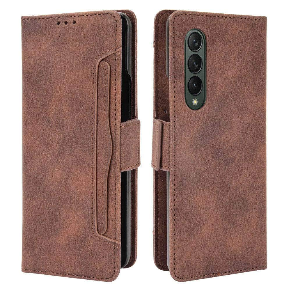 Samsung Galaxy Z Fold 3 Wallet Case with 4 Card Slots Removable Front Cardholder