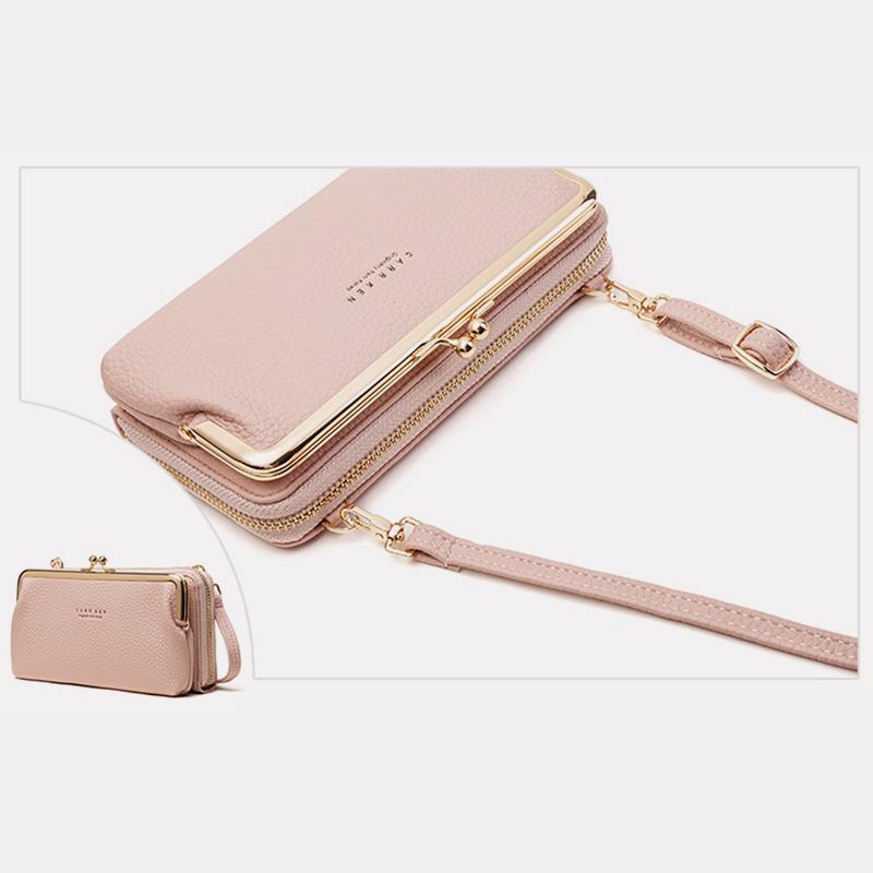 kisslock crossbody phone bag pink