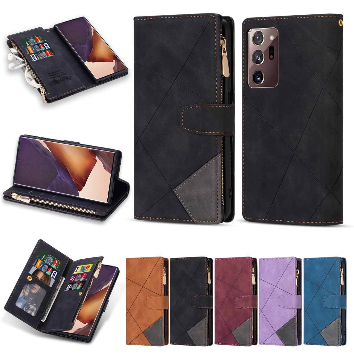 Multi Card Slots Phone Wallet Case With Wrist Strap For Samsung Galaxy S22, S22 Plus, S22 Ultra