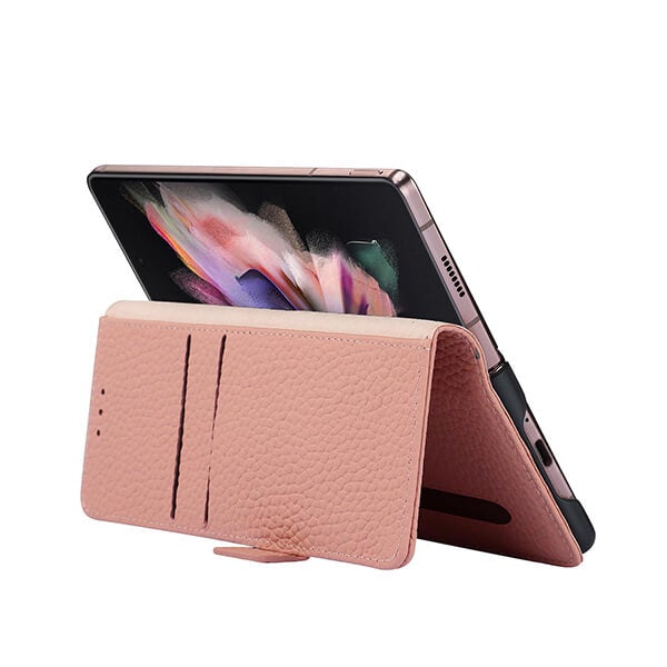 Samsung Galaxy Z Fold 3 Pebble Leather Case Wallet with S-pen Holder and Hinge Protection