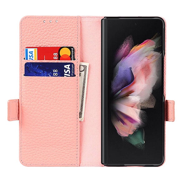 Samsung Galaxy Z Fold 3 Pebble Leather Case Wallet with S-pen Holder and Hinge Protection