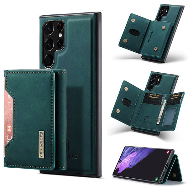 Detachable Magnetic Protective 3 Fold Phone Wallet Case with Card Holder Kickstand For Samsung Galaxy