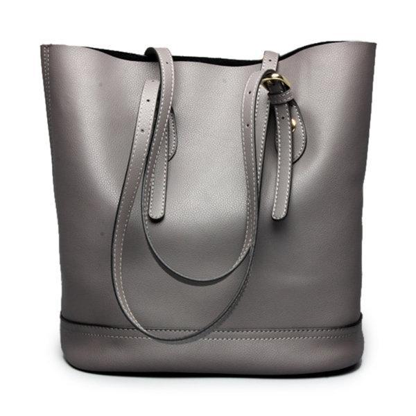 Women Genuine Leather Handbag High End Tote Bag Bucket Bag