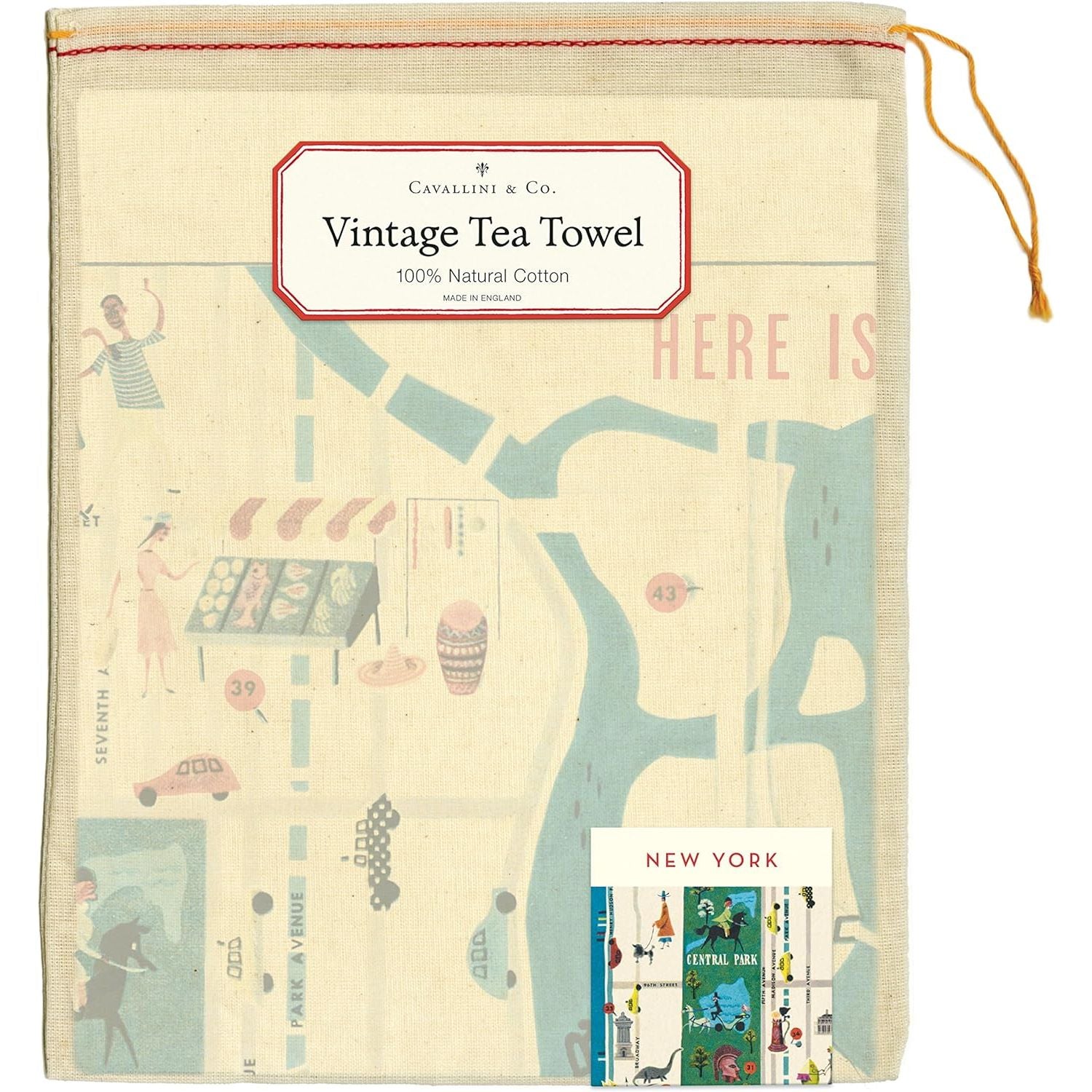 Vintage New York Map Cotton Tea Towel
