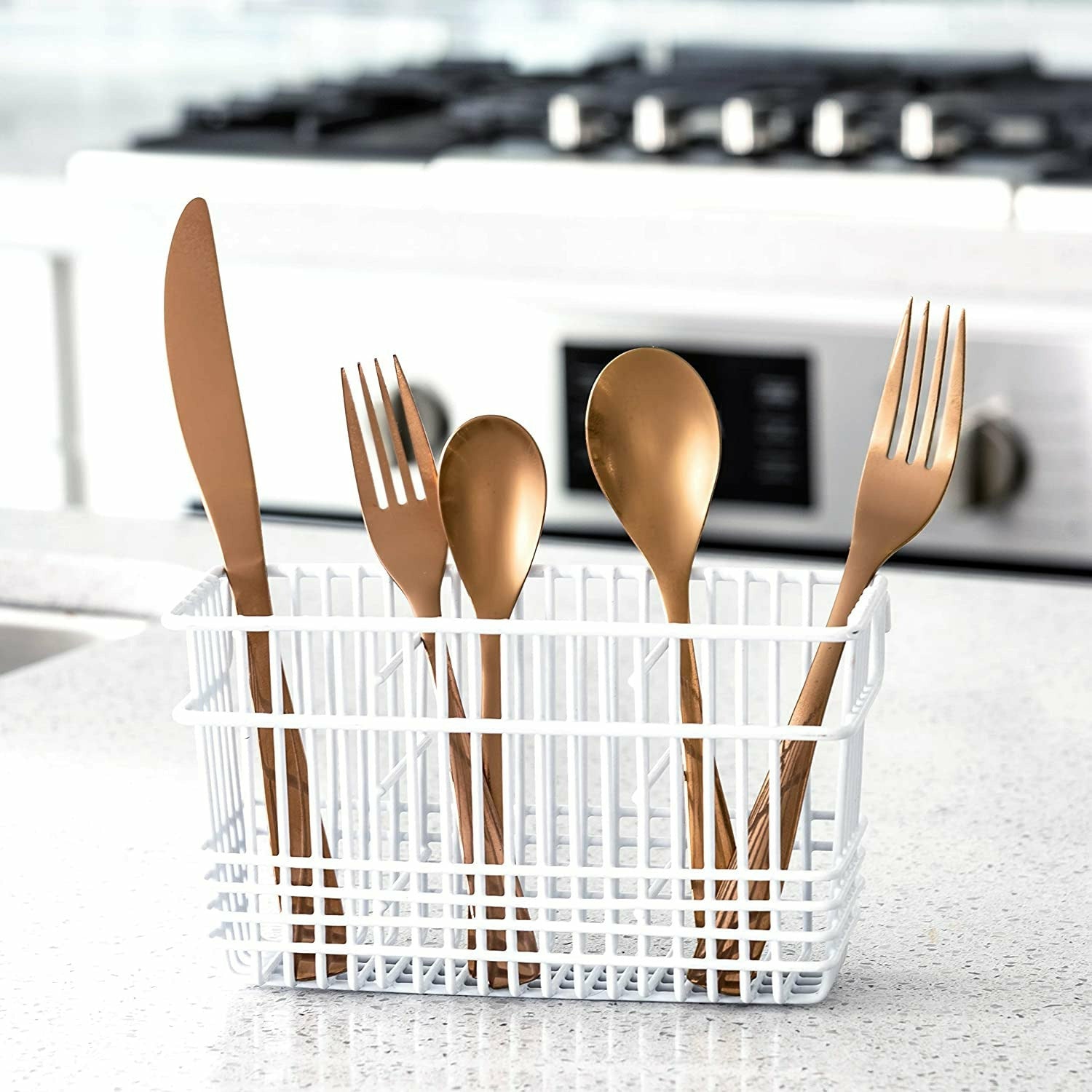 White Cutlery Basket