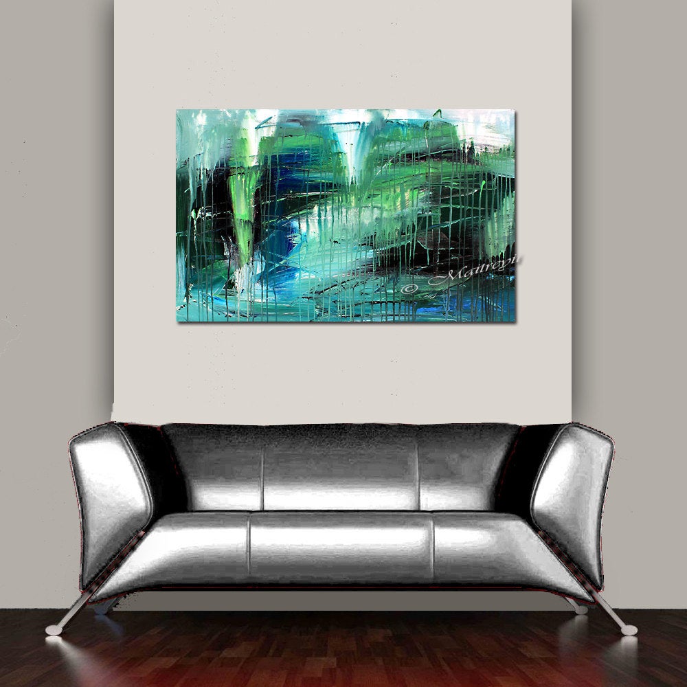 Abstract Wall Art Large Painting Modern Home Decor - Waterfall Beauty