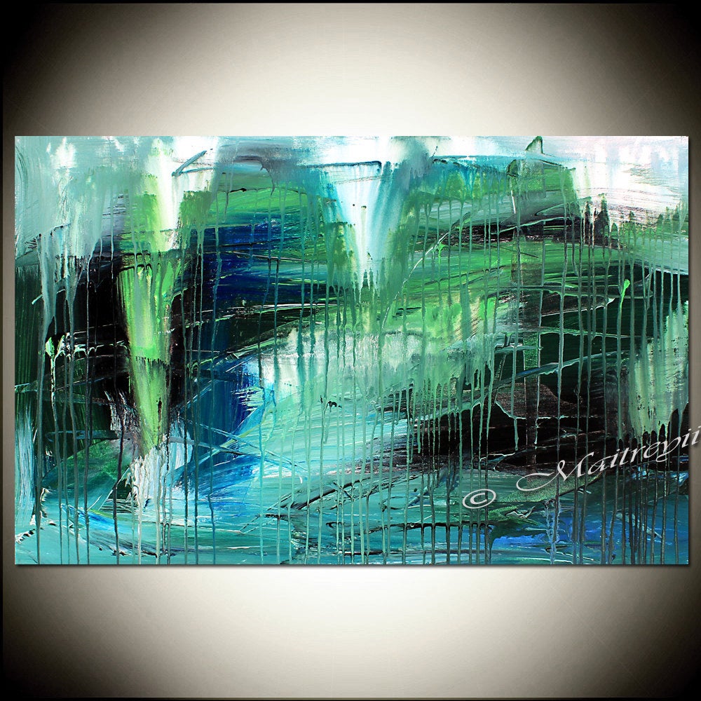 Abstract Wall Art Large Painting Modern Home Decor - Waterfall Beauty