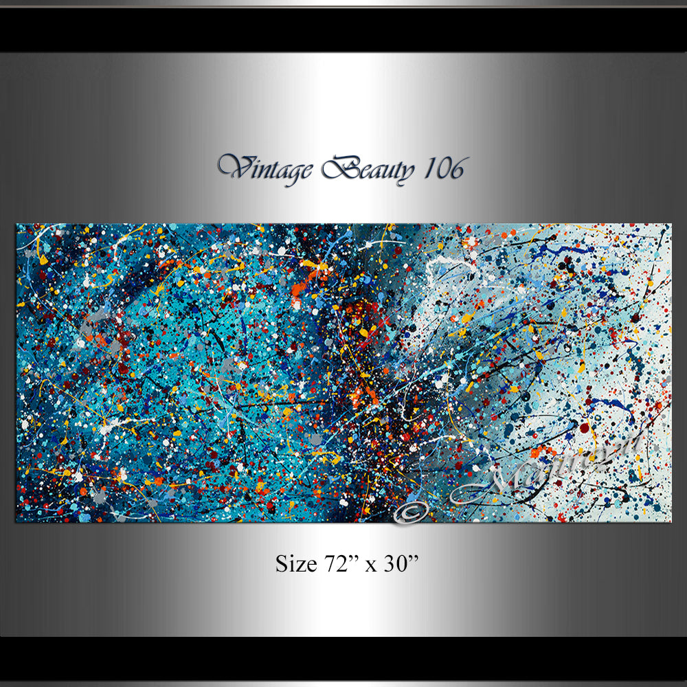 Abstract Angel Paintings | Jackson Pollock Style | Large ModernA rt - Vintage Beauty 106