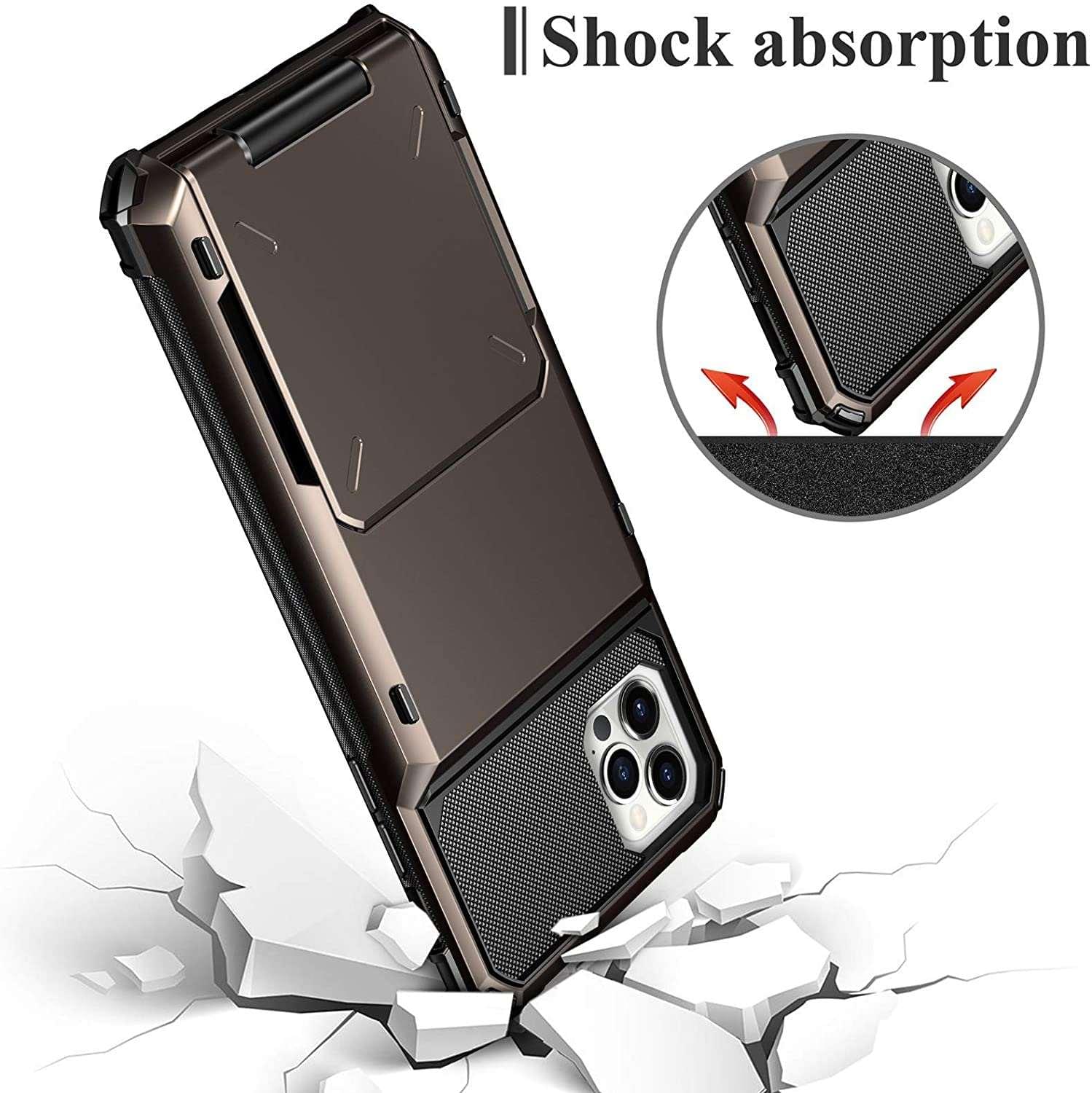 Armor Slide Wallet Card Slots Holder Cover for iPhone