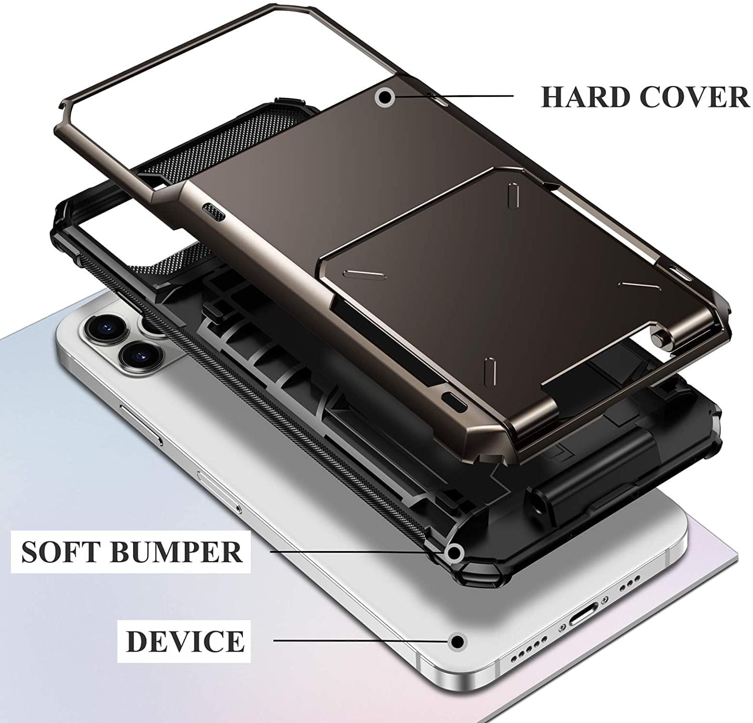 Armor Slide Wallet Card Slots Holder Cover for iPhone