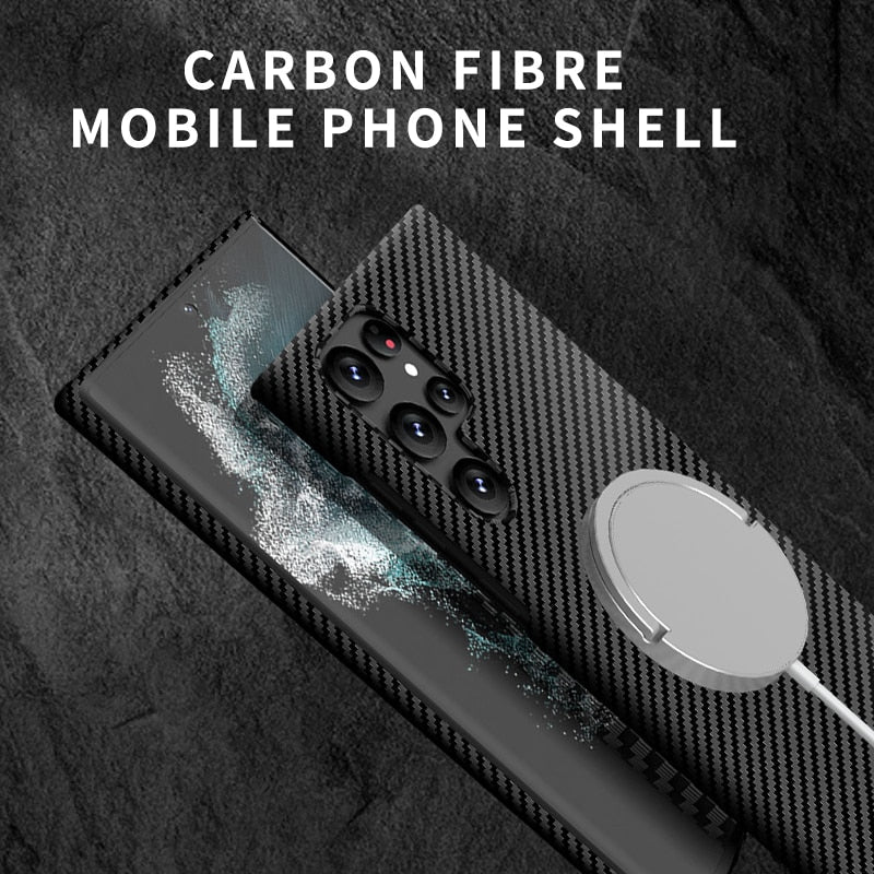 2 In 1 Magnetic Carbon FIber Case For Samsung With Card Holder