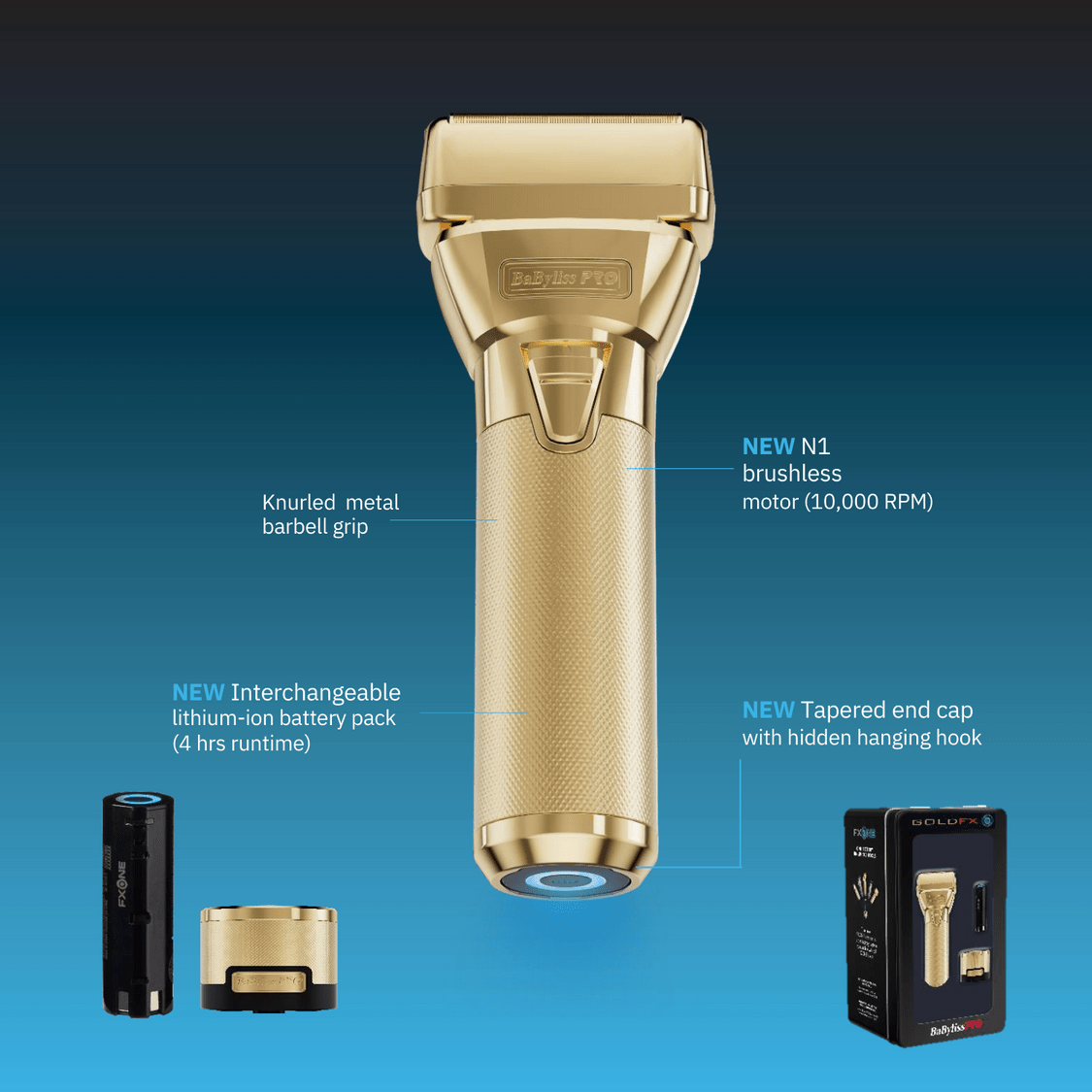 GoldFX All-Metal Interchangeable Battery Shaver FX79FSG