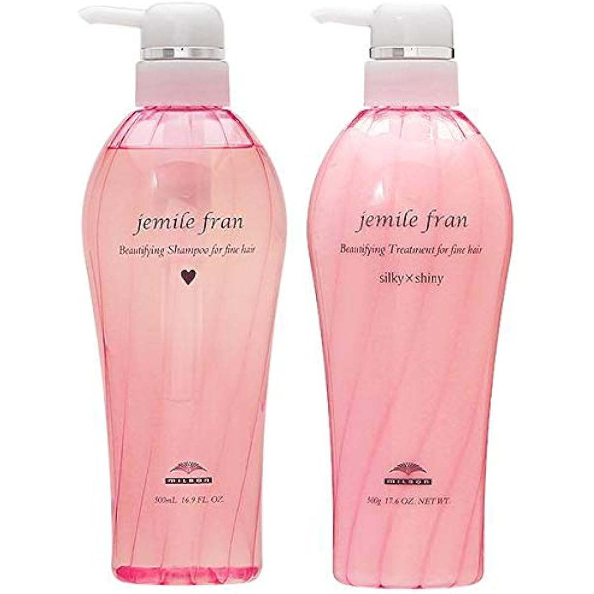 [Set] MILBON Gemile Fran Shampoo Heart + Treatment Silky Shiny 500mL each bottle set