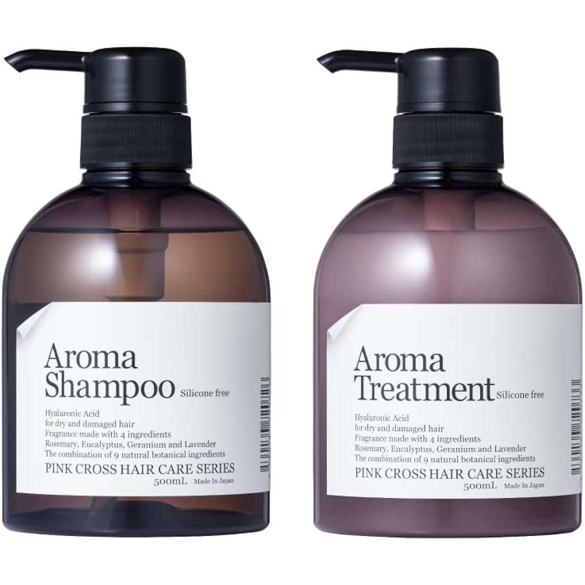 Pink Cross Aroma Shampoo & Treatment Set 500ml each Non-Silicon High Purity Hyaluronic Acid Salon Organic Hair Damage Care Moisturizing Scalp Care Botanical Fragrance Herb