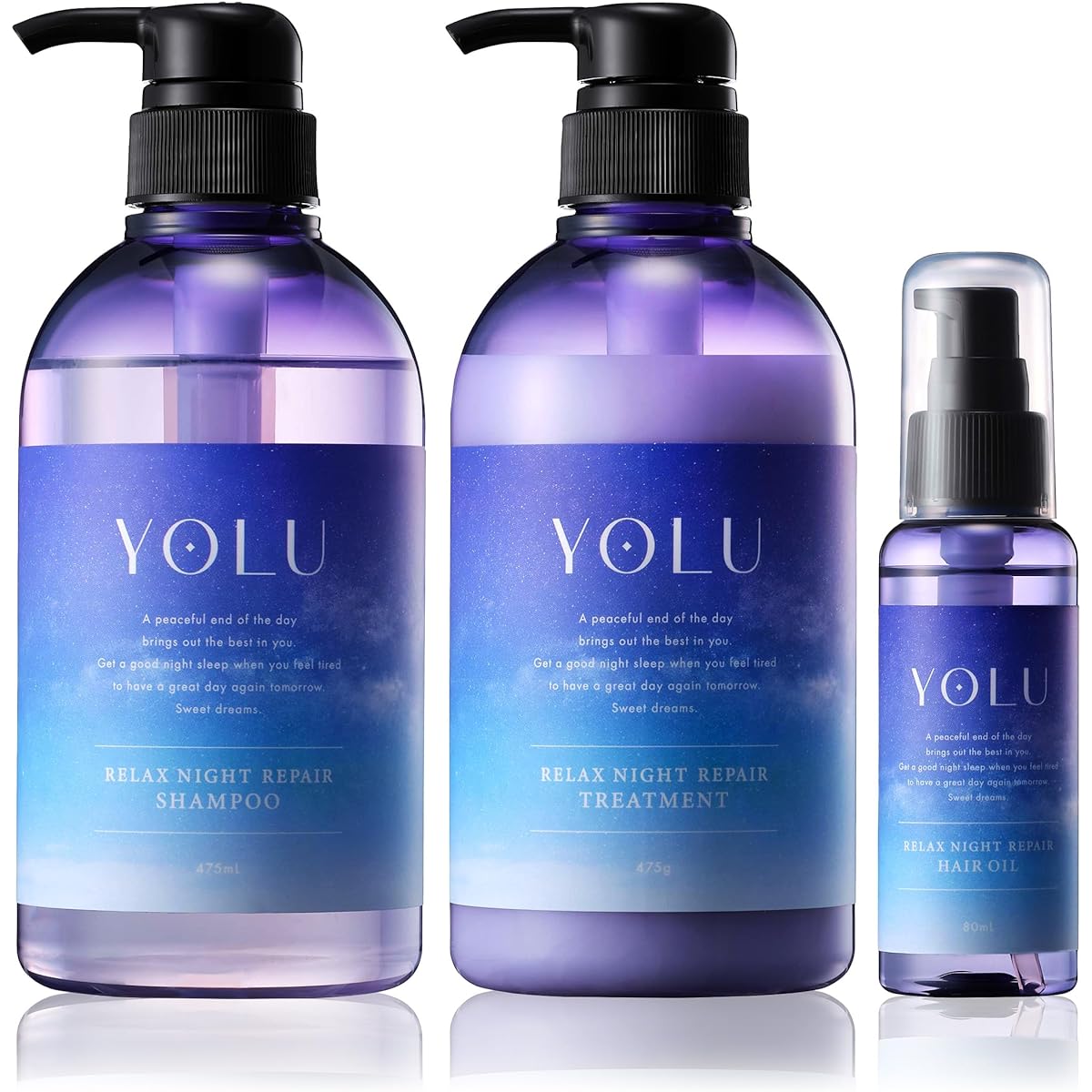 YOLU | Shampoo Treatment Hair Oil 3-piece set [Relax Night Repair] Hair Care Conditioner Hair Treatment