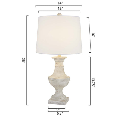 26 Inch White Bedside Table Lamp Set of 2
