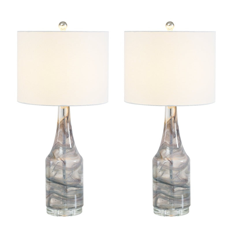 Maxax 29 Inch Standard Grey Glass Table Lamp Set of 2 #T120-GY