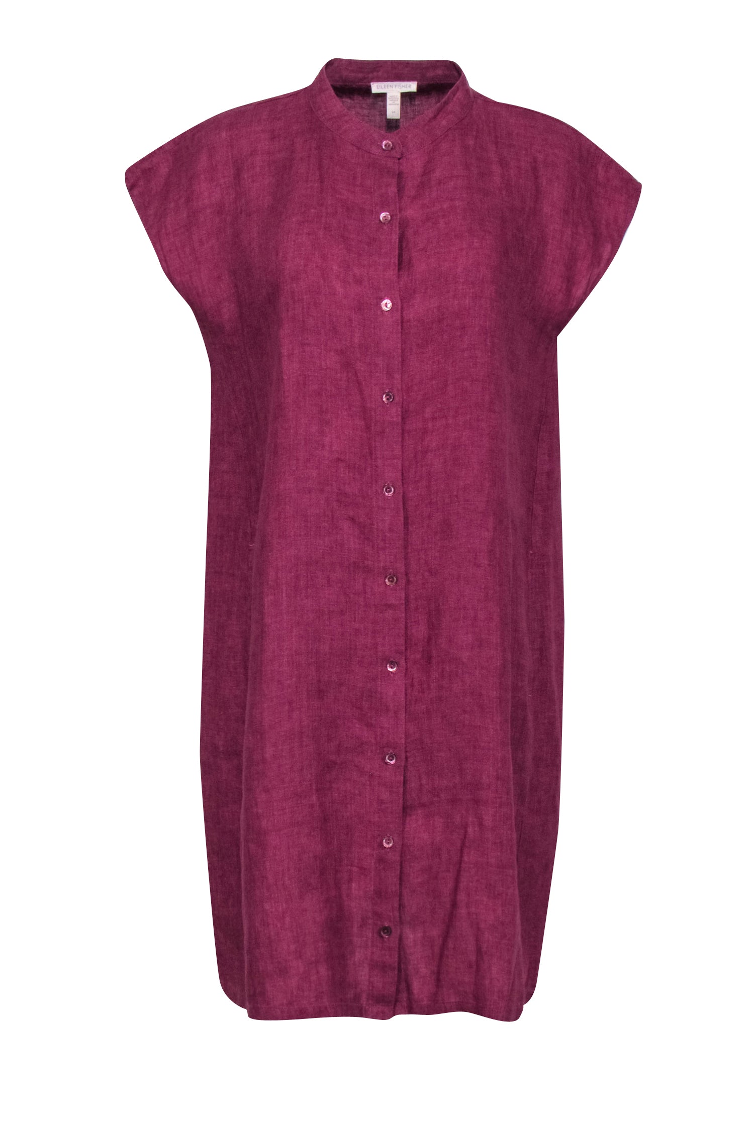 Eileen Fisher - Purple Organic Linen Button Front Dress Sz S